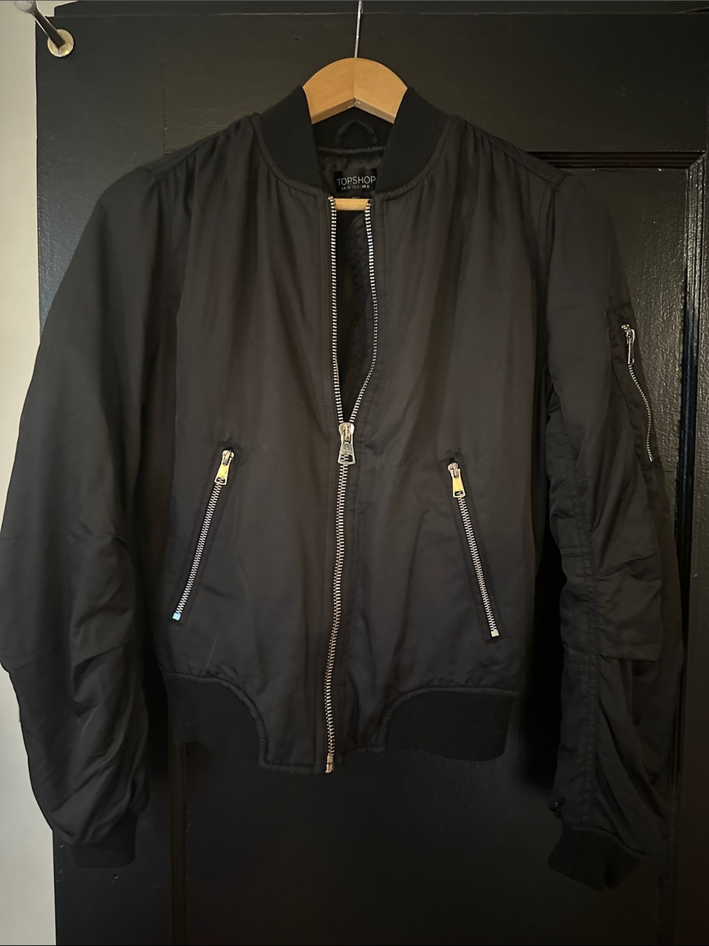 Topshop Women’s Black Bomber Jacket